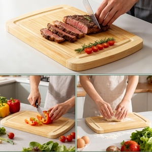 Juego de 3 Tablas de Cortar de Bambú Ecológicas y Duraderas con Ranuras para Jugo, Superficie Antiadherente, Logotipo Grabado con Láser, No Tóxicas para Uso en la Cocina - Product Image 4