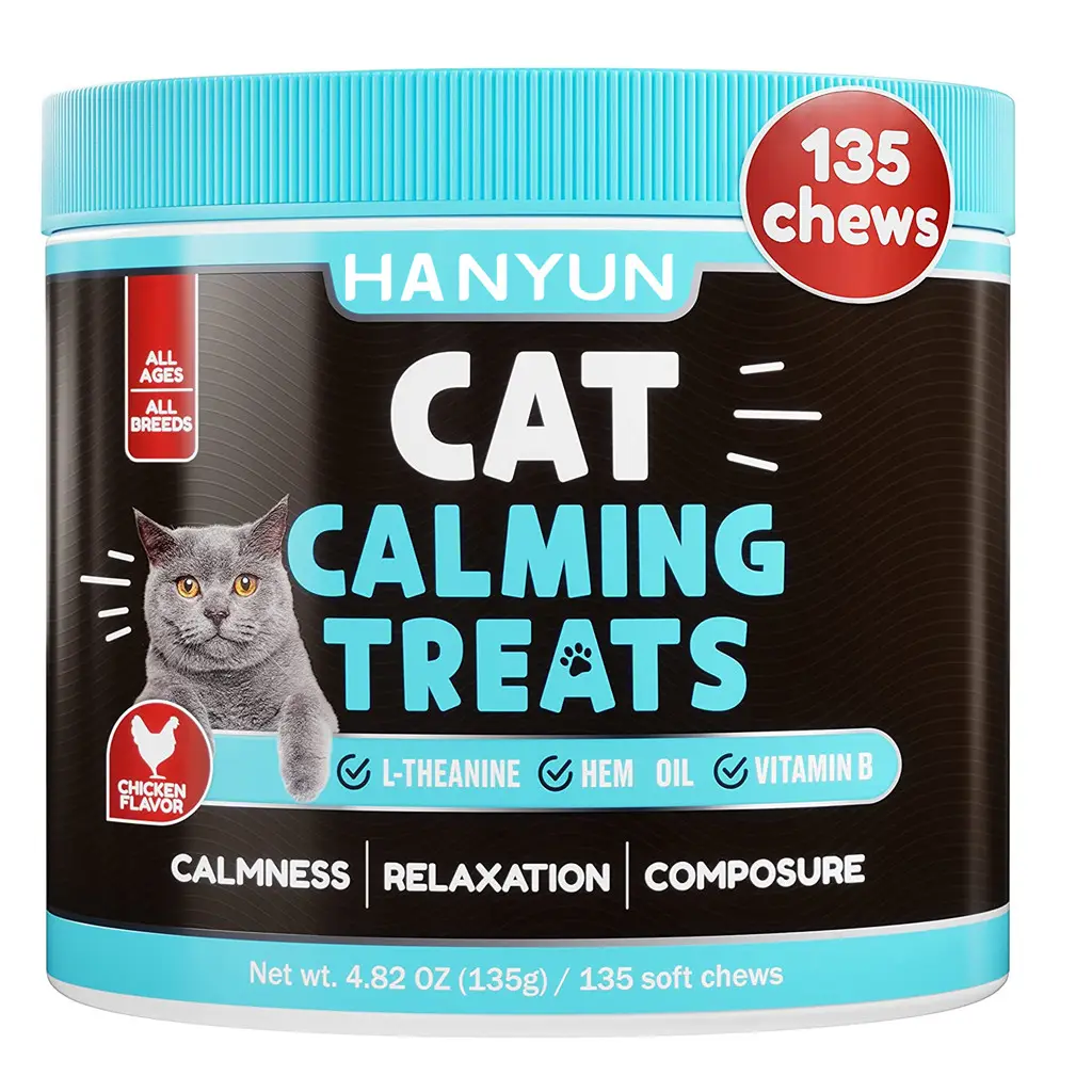 Hanyun bainha de gato calmante aperitivo, suplementações alimentares com vitaminas nutritivas para gatos, relaxamento de estresse e ansiedade