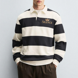 <span class=keywords><strong>Polo</strong></span> a Righe in Cotone Lavorato a Maglia con Logo Ricamato Personalizzato, Alta Qualità, <span class=keywords><strong>Manica</strong></span> <span class=keywords><strong>Lunga</strong></span>, Stile Casual per <span class=keywords><strong>Uomo</strong></span> - Product Image 1