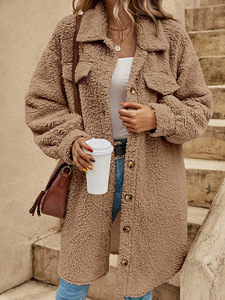 Veste en flanelle matelassée à manches longues pour femmes, veste en sherpa respirante, boutons, taille <span class=keywords><strong>XL</strong></span> pour l'<span class=keywords><strong>hiver</strong></span> - Product Image 6
