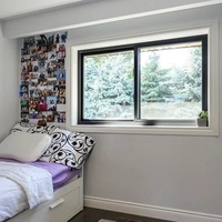 Fenêtre coulissante verticale à double vitrage, conforme à la norme australienne AS2047, avec moustiquaire, en alliage d'aluminium, design contemporain