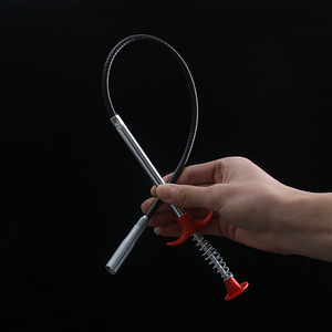 Tuyau de nettoyage de drain à ressort avec pince de 60 cm pour l'évacuation des bouchons dans les éviers de cuisine et les toilettes - Product Image 3