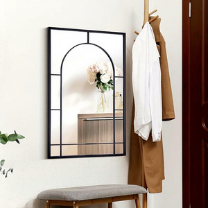 Luxury Handmade Modern Extra Large Rectangle <strong>Black</strong> Metal Framed <strong>Window</strong> Style Glass Wall <strong>Mirror</strong> - Product Image 5