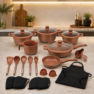 Ollas y Sartenes de Alta Calidad con Asas Suaves al Tacto, Cerámica Rosa Antiadherente, Juego de Utensilios de Cocina de Aluminio Fundido a Presión - Product Image 2