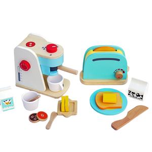 Jouets en bois pour enfants, ensembles de <span class=keywords><strong>cuisine</strong></span> en bois, ensembles de jeu d'imitation en bois, grille-pain et cafetière en bois pour enfants - Product Image 1