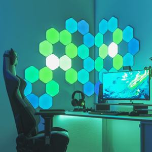 Lampe murale intelligente ultra-fine créative amovible, grande lampe LED hexagonale en nid d'abeille, rythme musical, Wifi, lumière intelligente pour salle de jeu - Product Image 1