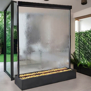Panel de Pared de <span class=keywords><strong>Agua</strong></span> de Vidrio, Cortina de <span class=keywords><strong>Agua</strong></span> para Jardín Interior, Fuente de Acero Inoxidable con Luz LED, Tamaño Personalizado - Product Image 1
