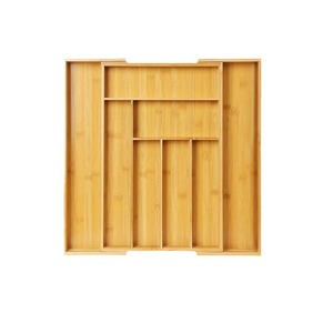Bandeja talheres personalizados, talheres divisor de faca de 5 peças bandeja de gavetas de cozinha de bambu organizador de gavetas expansível livre amostras e envio direto - Product Image 4