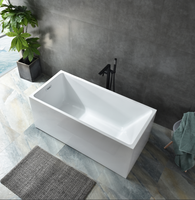 Baignoire autoportante rectangulaire en acrylique, moderne, profonde, pour bain à la turque, vente en gros usine pour salles de bain domestiques et hôtelières, OEM ODM