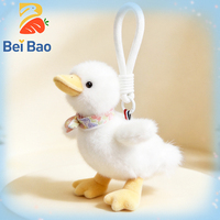Gantungan Kunci Boneka Bebek Kawaii Dengan Pita Bersertifikat CE CPC Mainan Boneka Hewan OEM Logo Kustom untuk Hiasan Tas Ransel