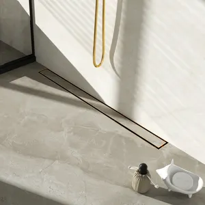 Fabricación de soluciones de baño modernas, inserto de azulejo rectangular e invisible, desagües de suelo de ducha lineales