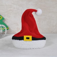 Cappello di Babbo Natale in pile polare con ricamo e motivo a cintura, decorazione natalizia