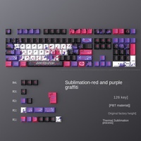 Wholesale Customized 126-Key PBT Keycap Cherry Red Purple Graffiti Sublimation Small Stock