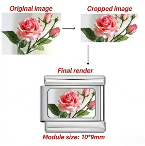 Braccialetto Modulare Italiano in Acciaio Inossidabile, Staccabile, Fai-da-Te, a Forma di Cuore, Trendy, Unisex, Gioielli Creativi alla Moda, Foto Personalizzate, Emojis Divertenti - Product Image 5