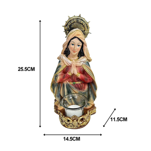 Candelero de la Virgen María, Figuras Católicas Bendecidas, Candelero de Nuestra Señora de Lourdes, Artículos Religiosos Católicos de Poliresina - Product Image 5