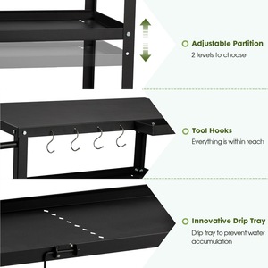 Chariot de service mobile multifonctionnel en métal à double grille pour extérieur, four à pizza, idéal pour la maison, le jardin et les fêtes - Product Image 5