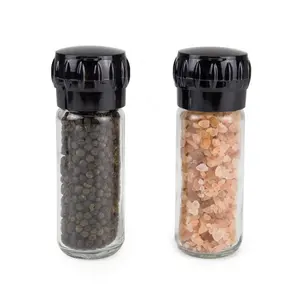 Hot Selling Design Industrial Professional Portable Pepper Grinder Salt Mill With Glass Jar For Sale Seasoning Bottle