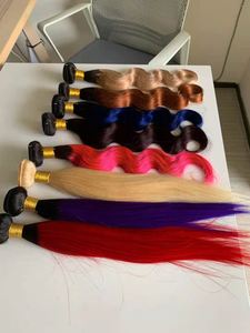 Mèches naturelles russes ombré avec Closure — My propre Hair, cheveux vierges, bleu blond 1b coloré, mèches <span class=keywords><strong>de</strong></span> cheveux humains - Product Image 4