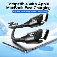 Kabel pengisian daya cepat, USB-C pengisian daya Cepat 240W 5A, jalinan nilon ke kabel tipe-c dengan konduktor tembaga murni untuk iPhone 16/15 iPad MacBook