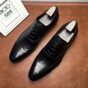 Nouvelles chaussures en cuir formelles pour hommes, modèle Brookes, gravées, style anglais, bout pointu, en cuir véritable. - Product Image 6