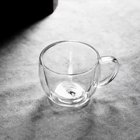 Vente en gros de tasses à café en verre borosilicate à double paroi isolées de 7 oz, sans BPA, résistantes à la chaleur, avec poignée, personnalisables