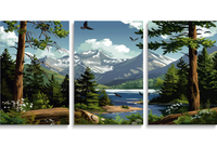 Pintura por Números para Adultos, Kit de Pintura al Óleo Digital DIY de 3 Piezas con Paisaje de Montaña y Río, para Regalo