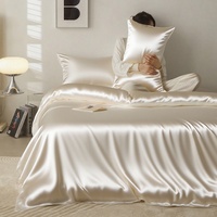 Housse de couette de luxe légère et minimaliste en soie glacée de qualité supérieure, ultra-douce et lavable, pour ensemble quatre pièces