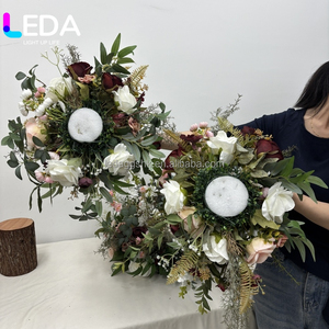 LEDA Mariage – Bouquet de fleurs artificielles en soie blanches de 60 cm avec feuilles vertes, qualité supérieure, fait main, qualité Classa - Product Image 2