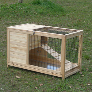 Jaula Grande <span class=keywords><strong>para</strong></span> Mascotas Hecha a Mano, de Madera Natural, Tipo Conejera y Cueva <span class=keywords><strong>para</strong></span> <span class=keywords><strong>Cobayas</strong></span> - Product Image 1