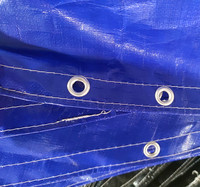 Bâche de protection pour piscine et trampoline d'hiver, avec câble de treuil, revêtement bleu roi/noir 200 g/m², diamètre 366 cm-420 cm, imperméable et anti-UV