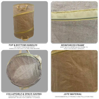 Panier à linge pliable en jute, type pop-up, pour jouets d'enfants et vêtements sales, rangement pour salle de bain et armoire