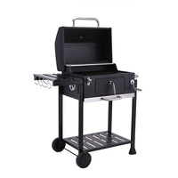 Barbecue de table en acier et fonte, chariot de pique-nique carré, petit fumoir industriel à charbon de bois, pour cuisine extérieure, finition thermolaquée
