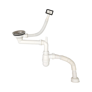 حوض مطبخ أوتوماتيكي على الطراز الحديث ، تصريف مرن من مادة PP ، مفتاح صرف سيفون ، مصفاة تصريف ، مصفاة خضراء/بيضاء سهلة - Product Image 3