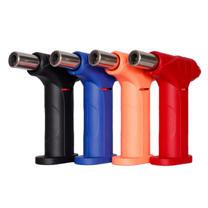 New Jet Windproof Custom Logo Safety Lock Refillable Cigarette Slant Torch Lighters 4 Colors Butane Fuel Giveaways Wholesale - Product Image 1