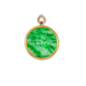 Pendentif en jadéite birmane <span class=keywords><strong>de</strong></span> qualité supérieure, grade A, rond, pour femme (certifié NGTC) - Product Image 1
