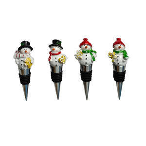 Christmas Wine Stoppers Resin Silicone Bottle Seals Snowman Santa Design Holiday Decorative Gift Set - Product Image 4