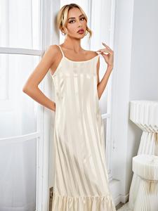 Vêtements de nuit d'été pour dames Robes de nuit élégantes en soie Pyjamas <span class=keywords><strong>Satin</strong></span> Set Cami Long Nightgown for Women
