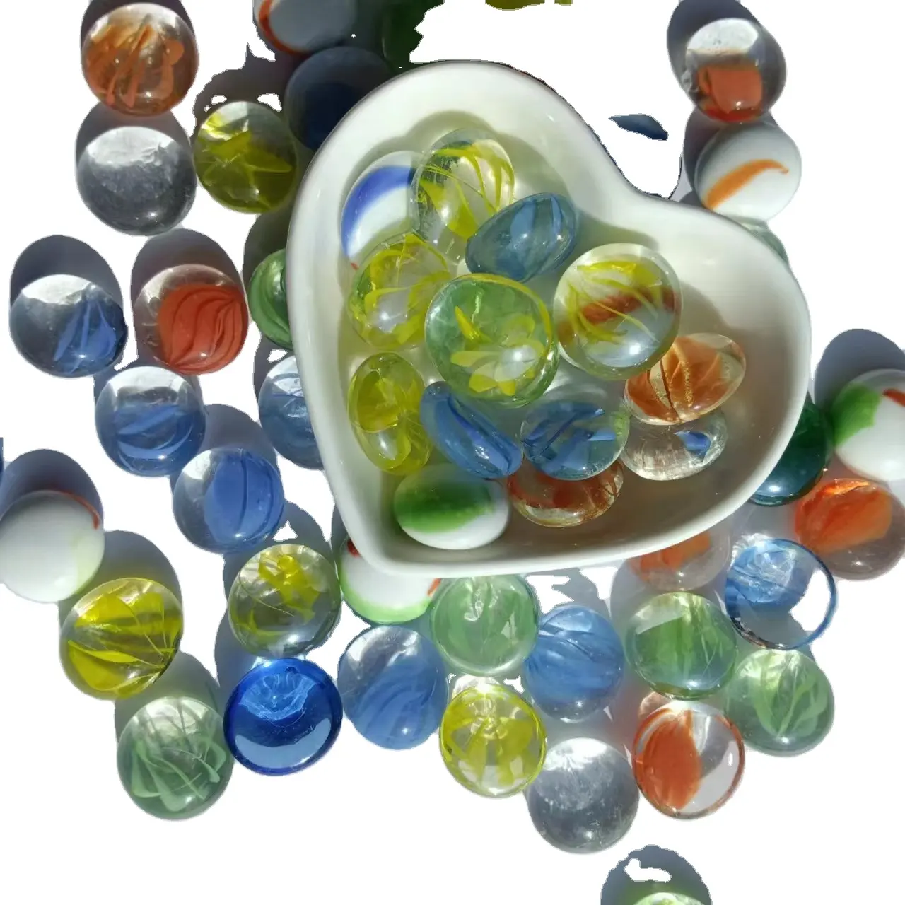 8mm Crystal Stock perles de verre rondes en marbre perles en vrac dans la fabrication de bijoux verts perles d'image de motif de bande de couleur différente