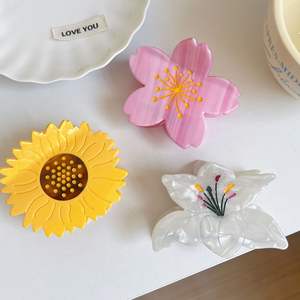 YHJ serie di fiori squisiti di alta qualità Clip con artiglio in acetato giglio girasole Sakura Clip per capelli per ragazze carine - Product Image 1