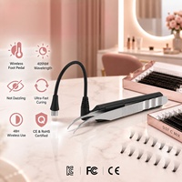 Lampe UV portable sans fil pour pince à épiler, séchage rapide en 2 secondes, pour colle UV, système d'extension de cils LED avec interrupteur au pied