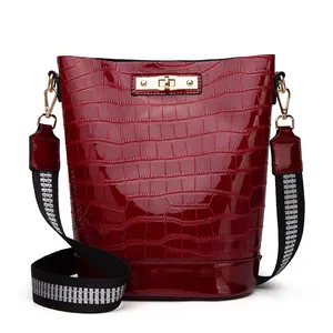 Модная женская сумка через плечо с ярким каменным узором, новейший дизайн, повседневная квадратная женская кожаная сумка-ведро на плечо