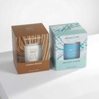 Boîte d'emballage pliable en carton ondulé avec fenêtre transparente en PVC et logo personnalisé, recyclable, pour bougies parfumées et produits de soin de la peau