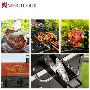 Parrilla de barbacoa de carbón portátil para exteriores, carrito de alta resistencia, parrilla de <span class=keywords><strong>hierro</strong></span> <span class=keywords><strong>fundido</strong></span>, armario de humo, <span class=keywords><strong>asador</strong></span> con <span class=keywords><strong>asador</strong></span> - Product Image 6