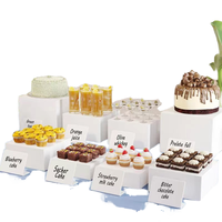 Lots de 5 présentoirs modernes en acrylique blancs pour buffet, mariages, événements, socles de présentation alimentaire, utilisation hôtelière, étanches