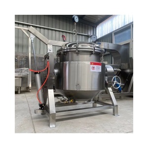 Olla industrial de acero inoxidable con camisa de calentamiento a gas, vapor o eléctrico, para mezcla y cocción, con función basculante y camisa de cocción fija - Product Image 2