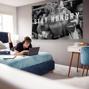 Tapestry da <span class=keywords><strong>boxe</strong></span> di Mike <span class=keywords><strong>Tyson</strong></span> "Stay Hungry", bandiera decorativa da parete con scena di combattimento in bianco e nero - Product Image 5