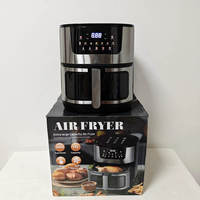 Friteuse à air carrée en acier inoxydable 15L, 2400W, contrôle tactile, grande capacité, intelligente, pour la maison, vente en gros d'usine OEM