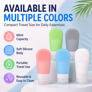 YMS Wholesale OEM – Accessoires de voyage essentiels en silicone compact, multicolores, écologiques, 60 ml, avec brosse douce et anti-fuite pour lotion - Product Image 5
