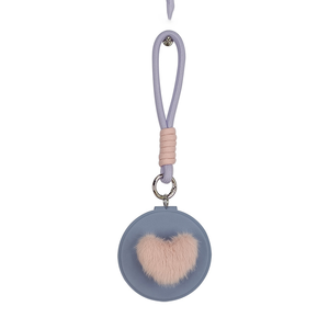 Miroir de poche <span class=keywords><strong>double</strong></span> face en cuir PU Love Fur Ball, miroir rond portable - Product Image 4