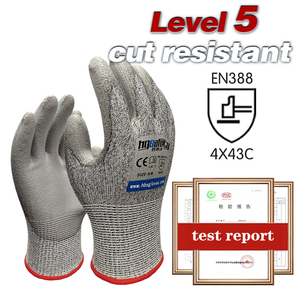 Logotipo personalizado 13G de punto de poliéster CE EN388 Venta al por mayor Trabajo de revestimiento de <span class=keywords><strong>PU</strong></span> Mano Jardín Trabajo Guantes de seguridad - Product Image 5